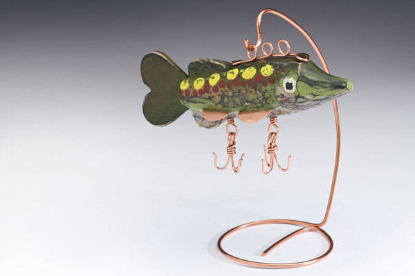artwork using fishing lures and bobblers Lure Drawing Whittling a Decorative Fishing Lure