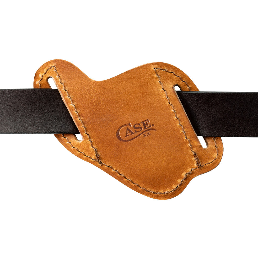Back side of Medium Belt Sheath shown on a belt