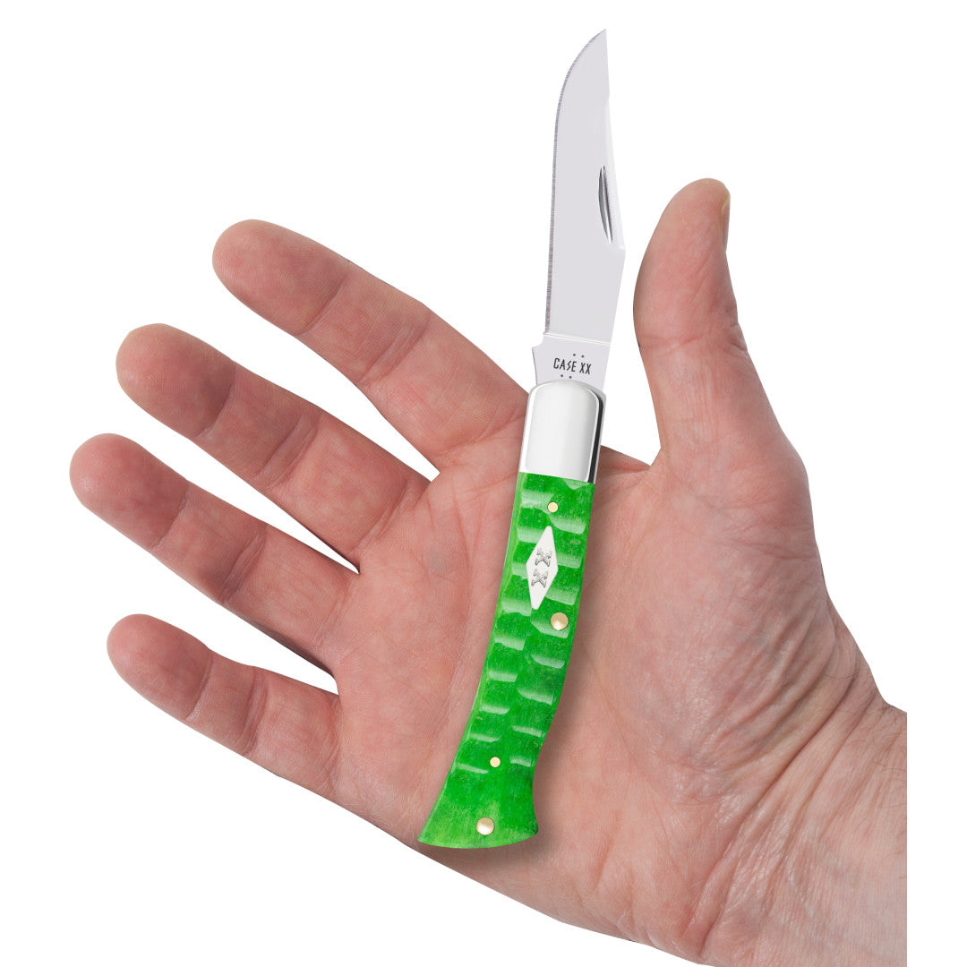 Gator Jigged Bright Green Bone Case Axe Handle in Hand