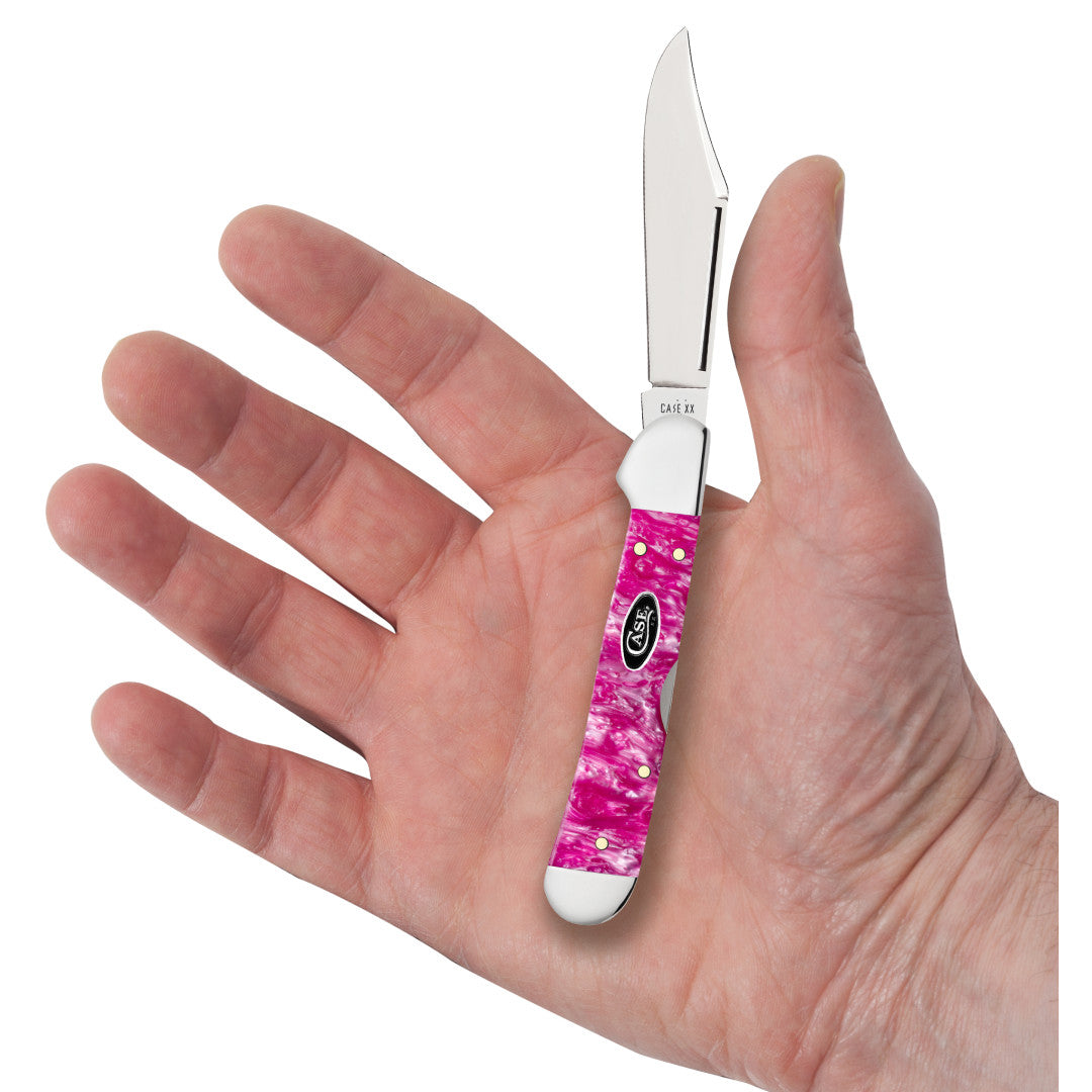 Smooth Pink Crackle Kirinite® Mini Copperlock® in Hand
