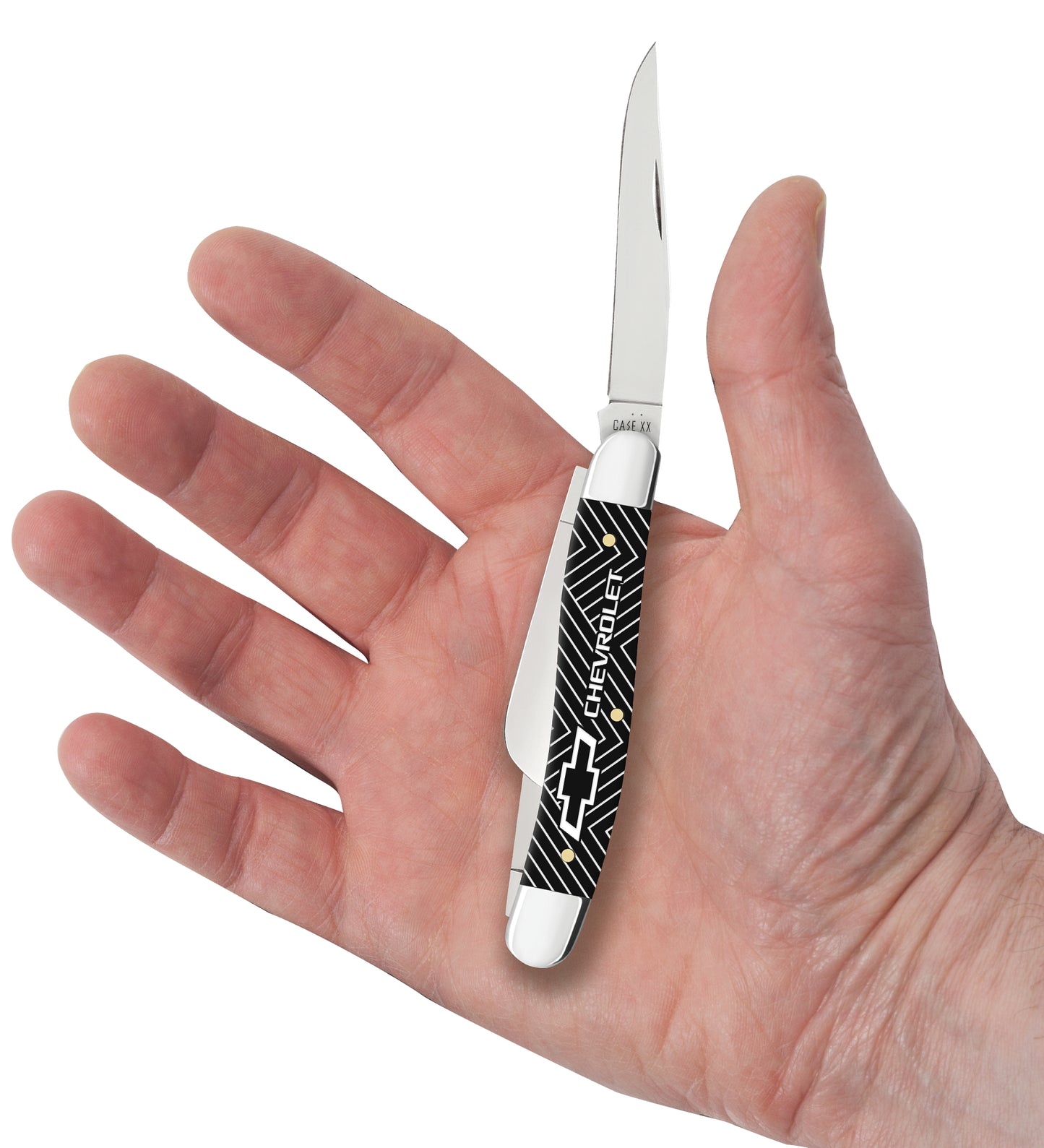 Chevrolet® Embellished Smooth Black Synthetic Medium Stockman in Hand