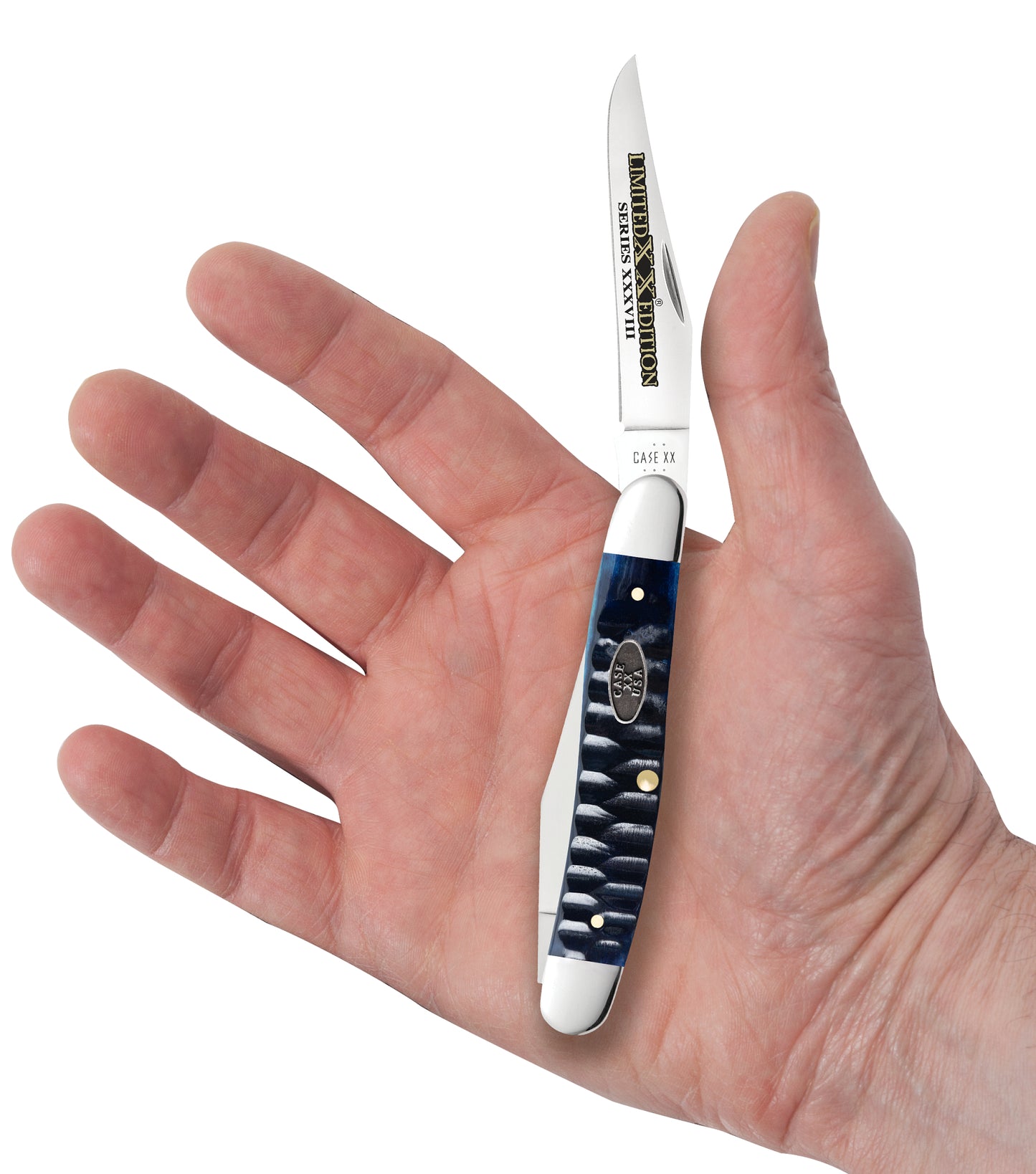 Limited XX Edition XXXVIII Gator Jig Ocean Blue Bone Muskrat Knife in Hand