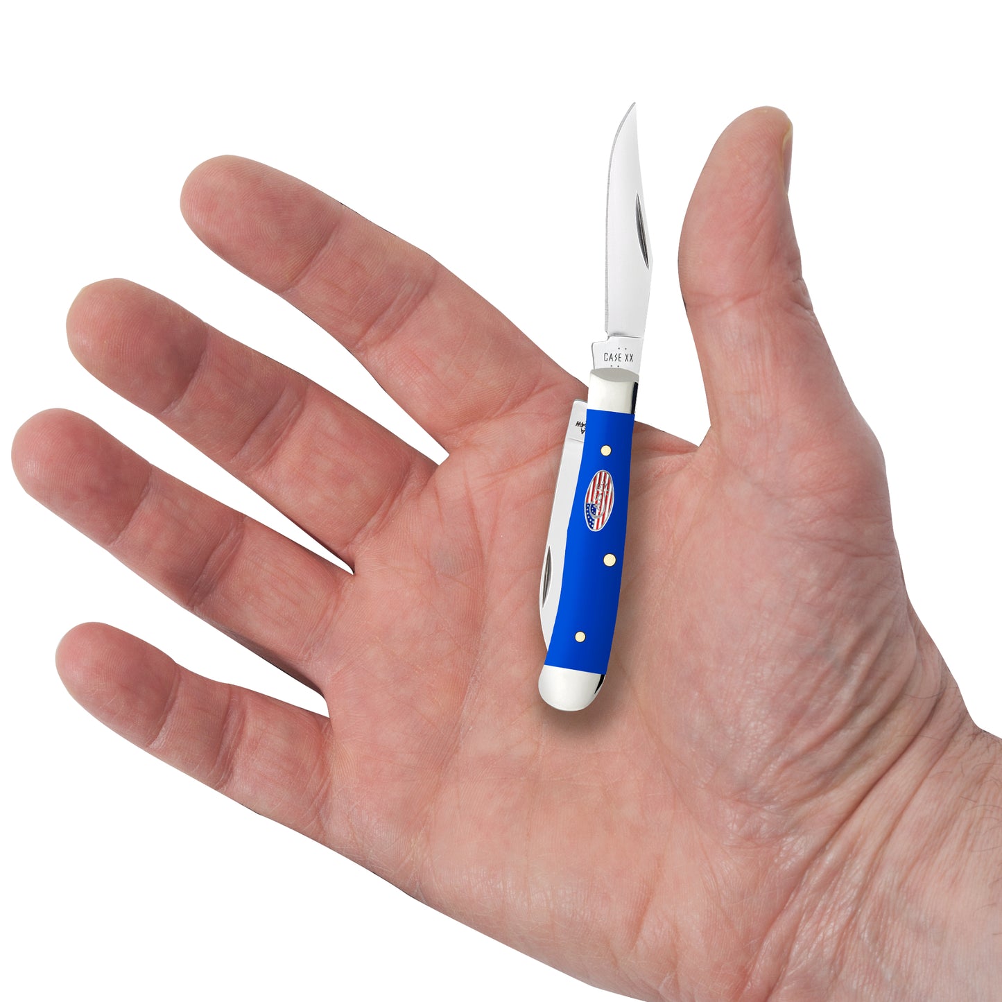 Royal Blue Synthetic Smooth Tiny Trapper in Hand