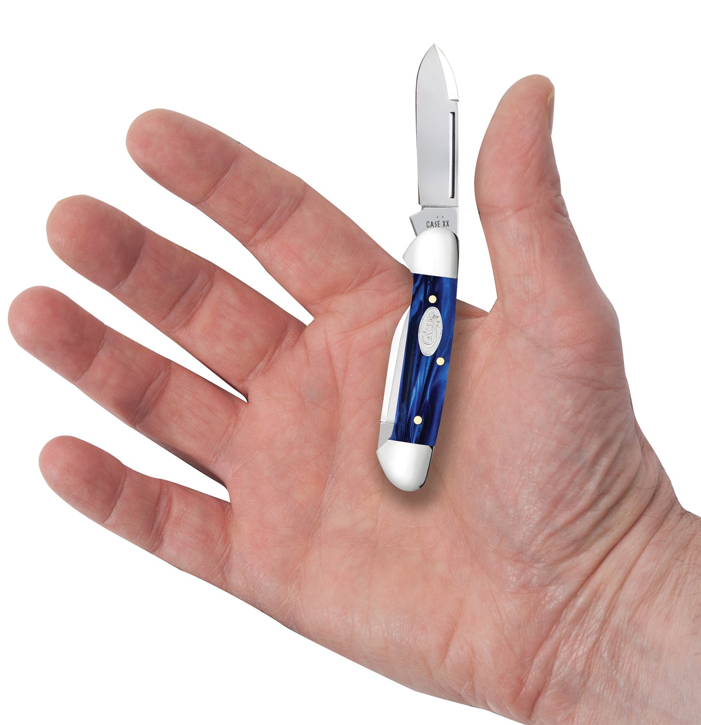 Smooth Blue Pearl Kirinite® Baby Butterbean in hand.