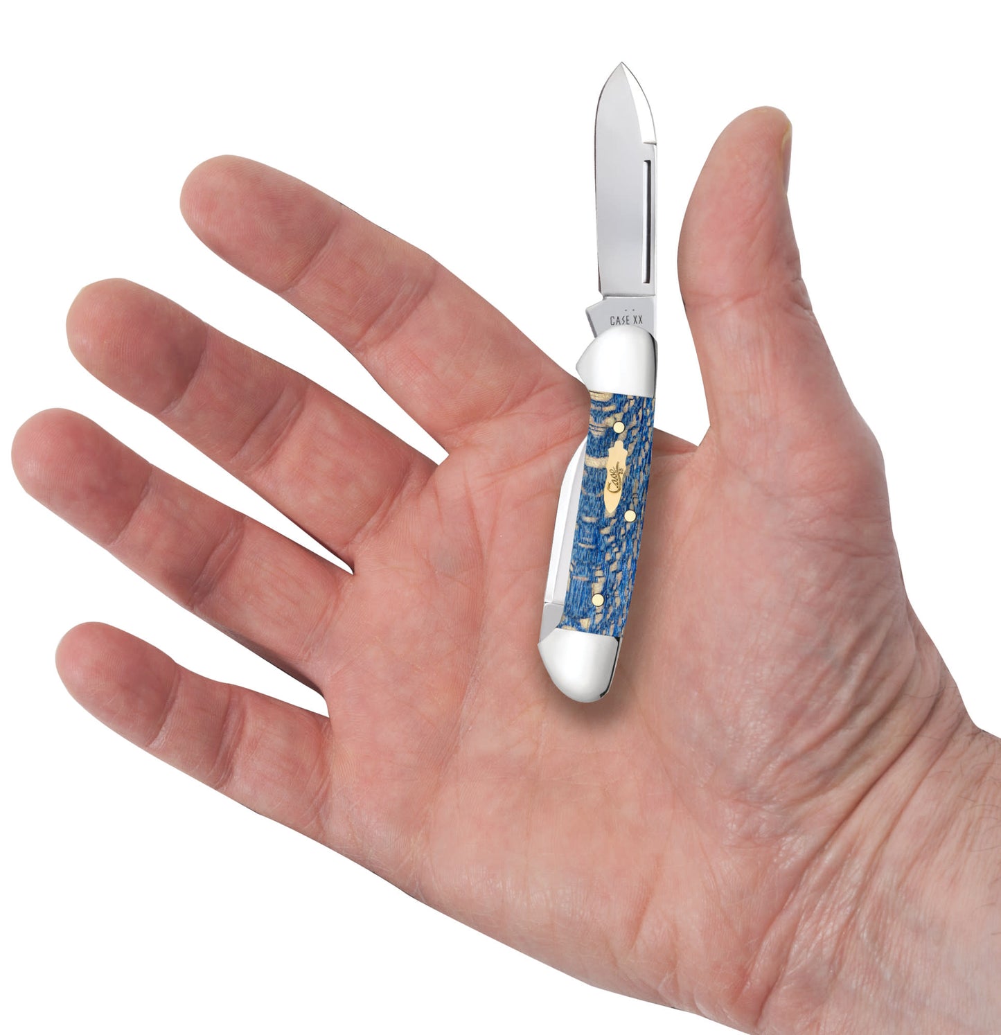 Smooth Blue Sycamore Wood Baby Butterbean in hand.