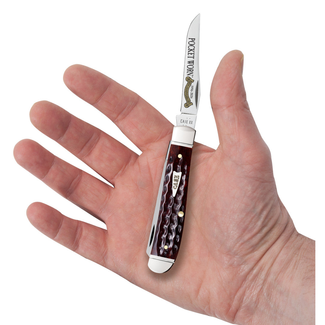 Pocket Worn® Corn Cob Jig Mahogany Bone Mini Trapper in Hand