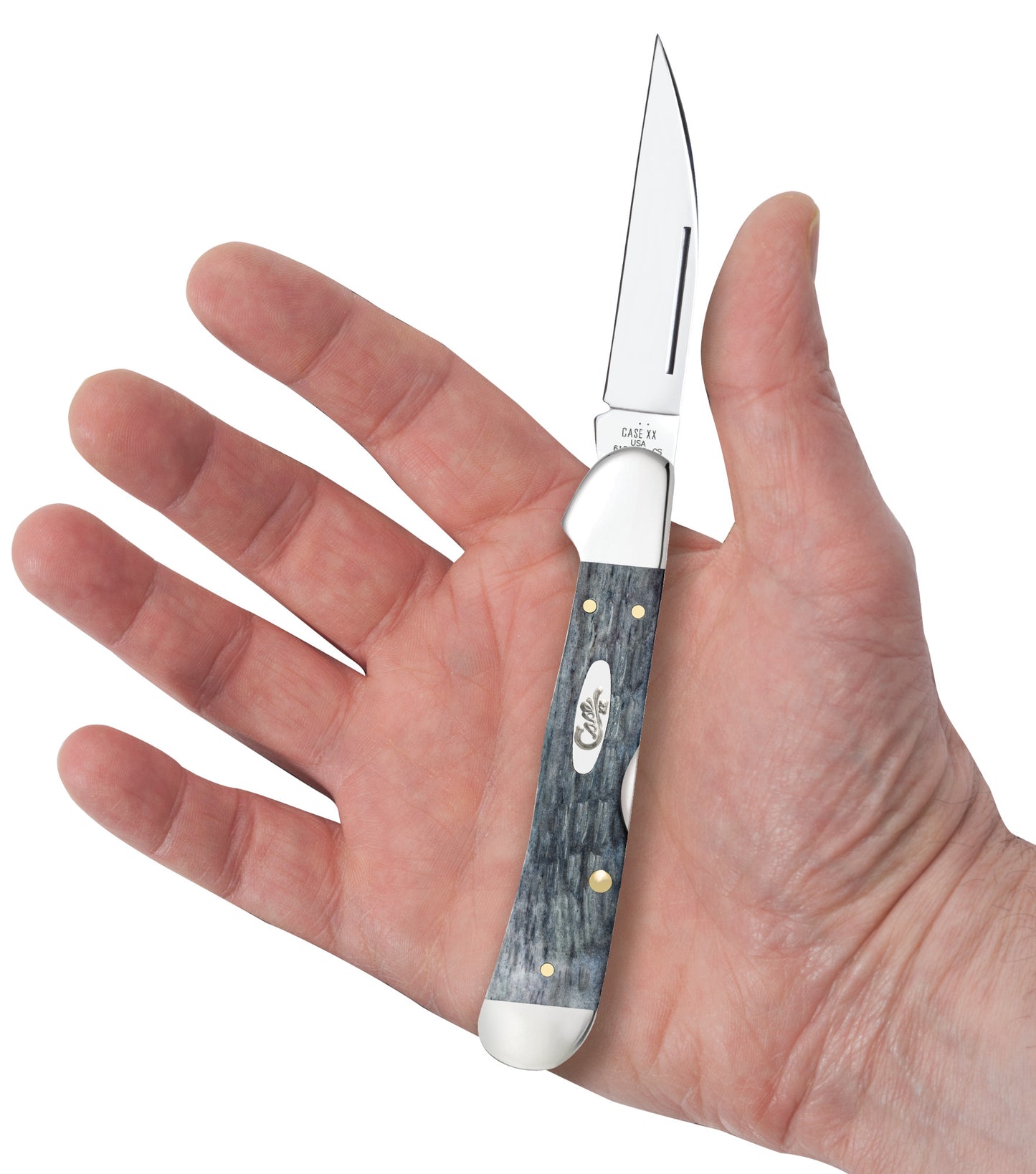 Crandall Jig Pocket Worn® Gray Bone CS CopperLock® in hand.