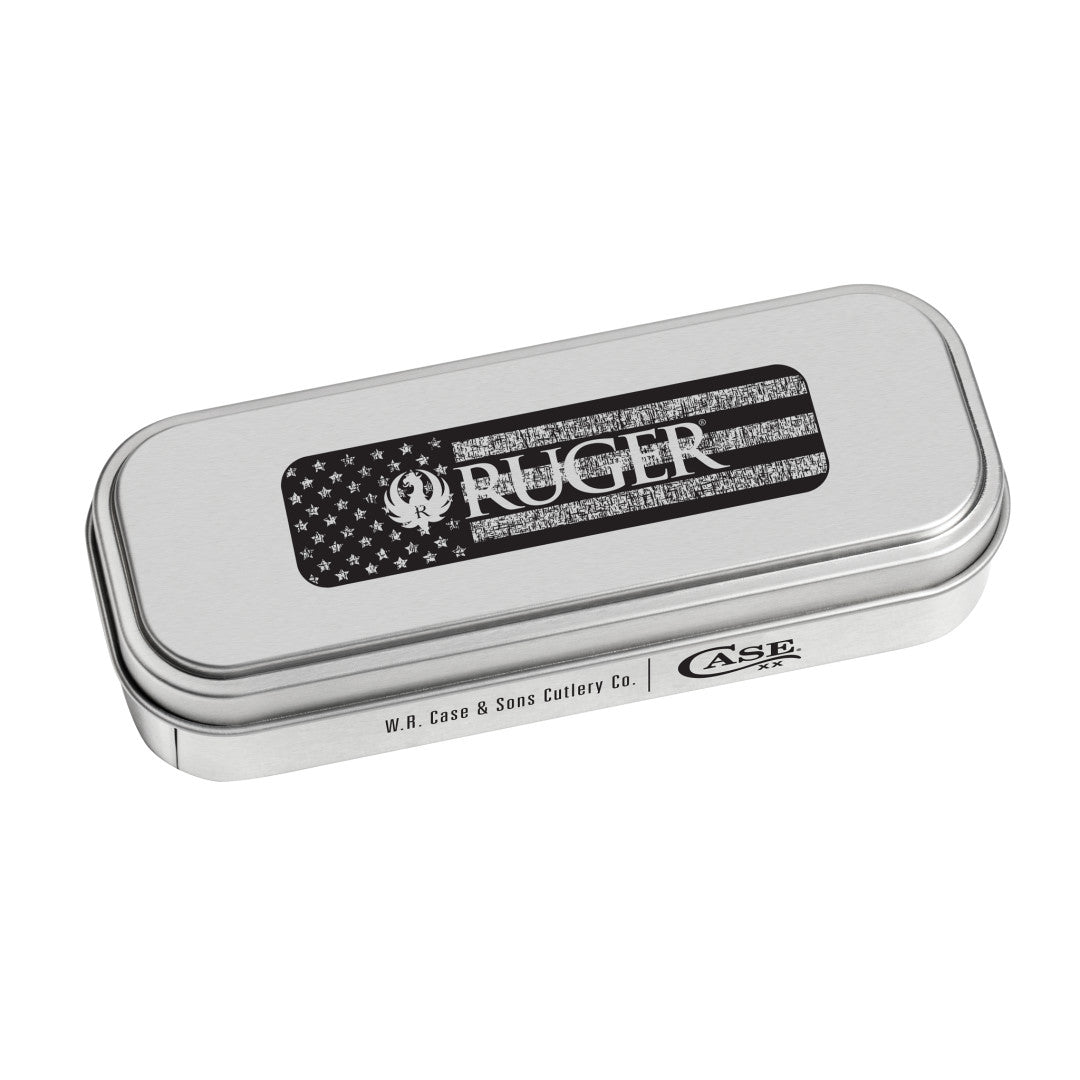 Ruger | Marlin - Smooth Olive Green Bone Mini Trapper in Embellished Tin with Lid Closed