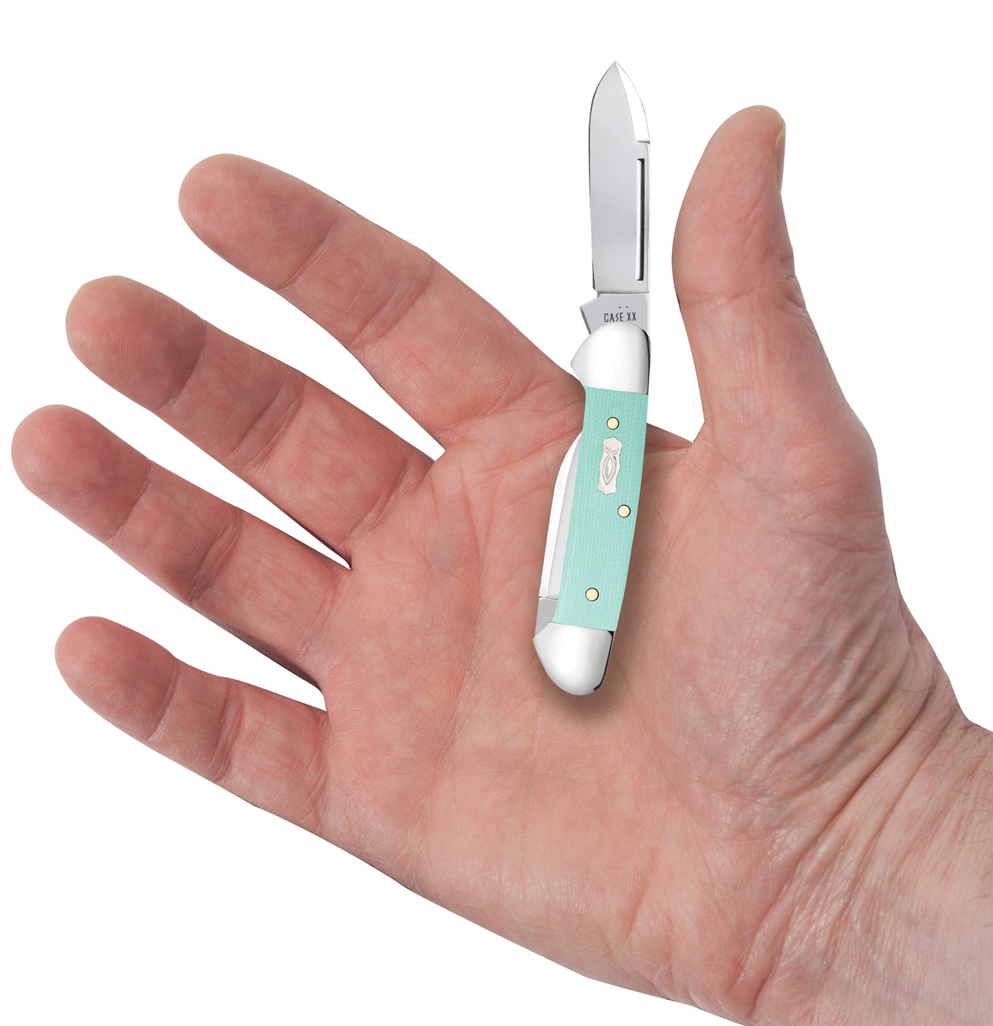 Smooth Seafoam Green G-10 Baby Butterbean in hand.