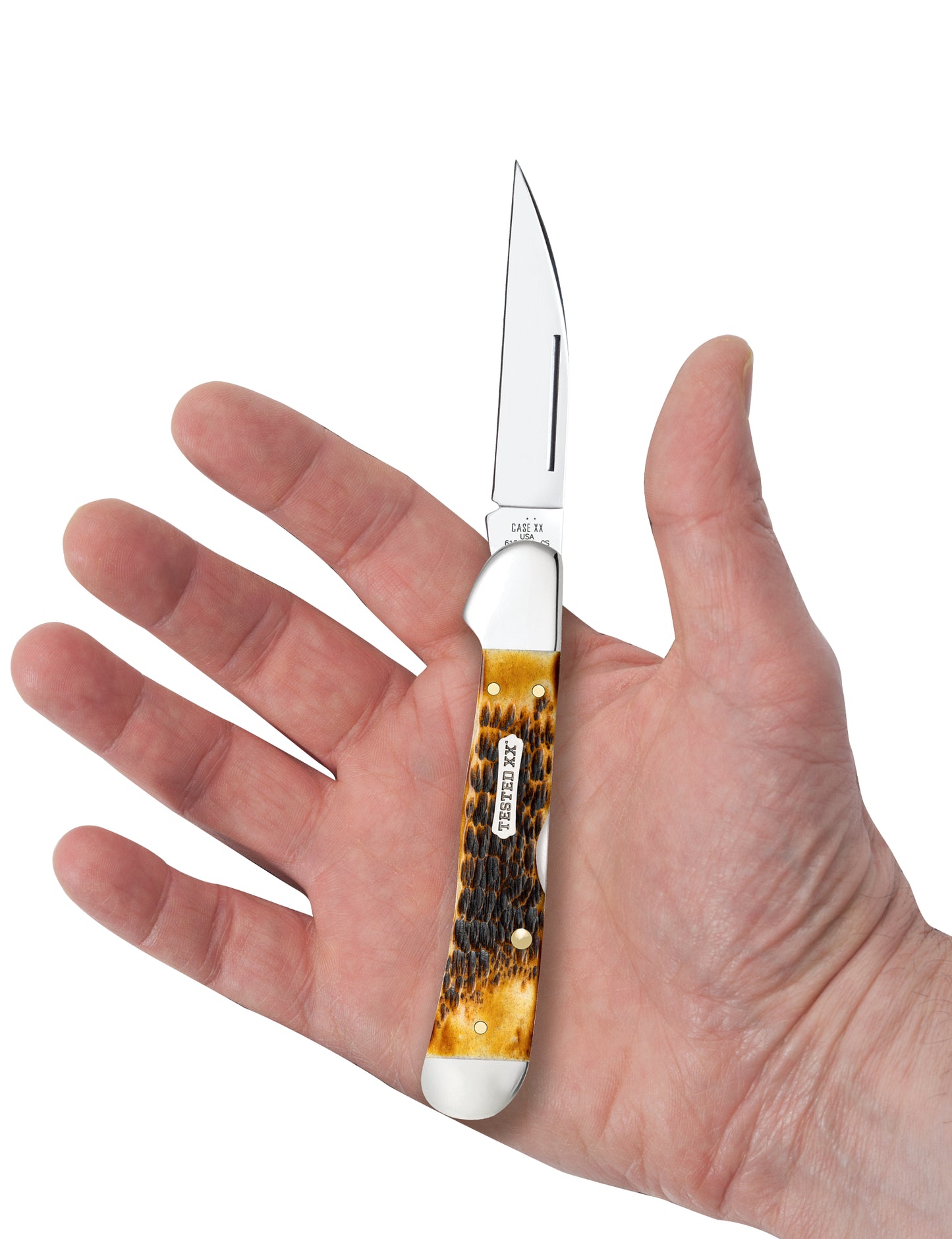 Rogers Jigged Burnt Amber Bone CS CopperLock® In Hand