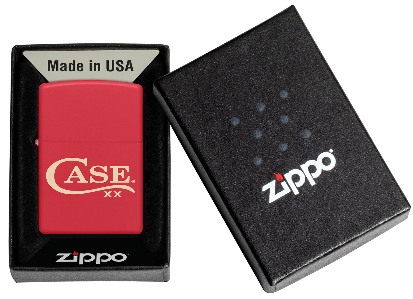 Zippo® Case Logo Red Matte Lighter in packaging