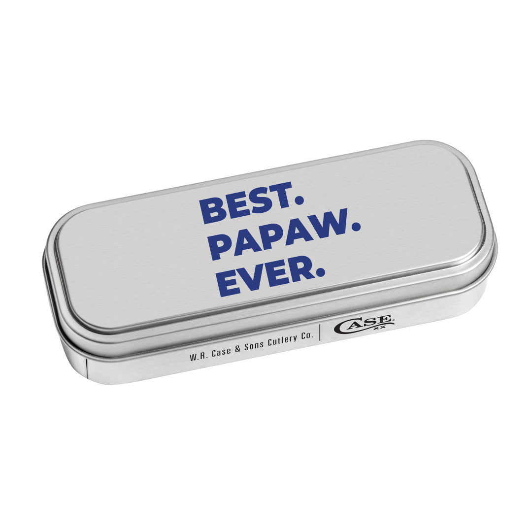 Papaw - Smooth Mediterranean Blue Bone Mini Trapper w/Tin Gift Tin
