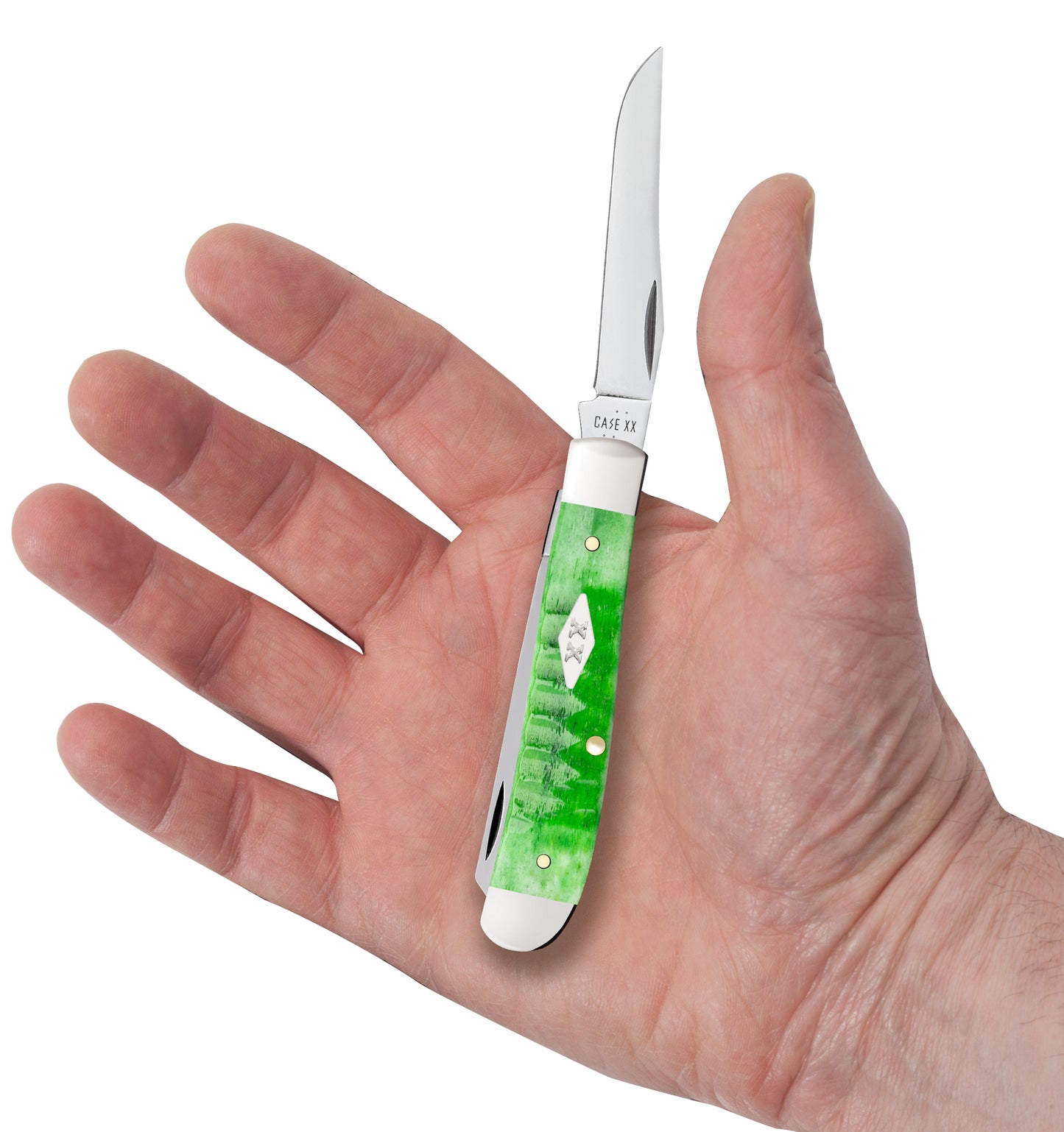 Gator Jigged Bright Green Bone Mini Trapper in Hand