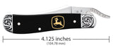 John Deere Embellished Smooth Black Synthetic RussLock® with Embellished Bolsters Dimensions