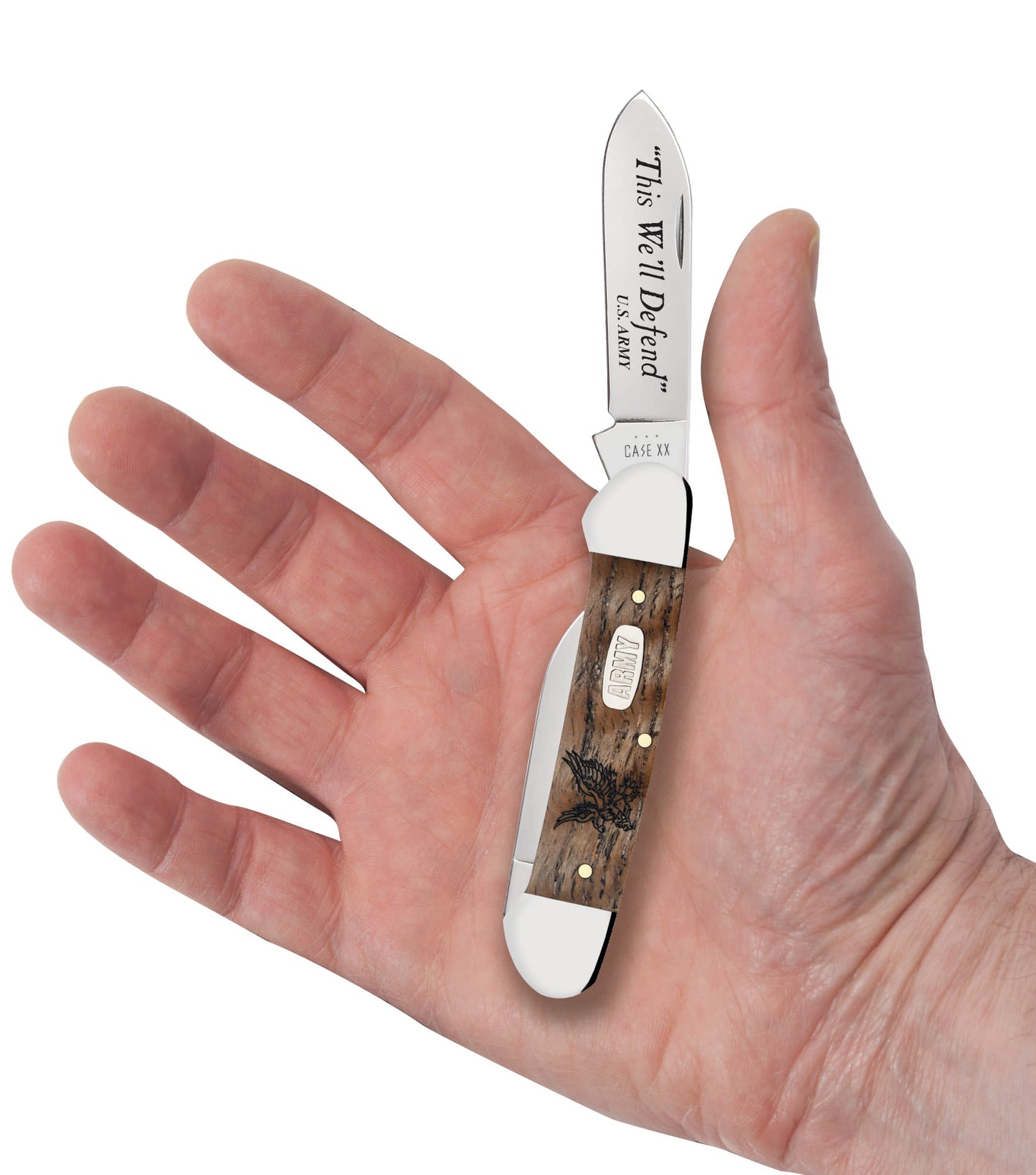 U.S. Army Embellished Smooth Natural Curly Oak Canoe in Hand