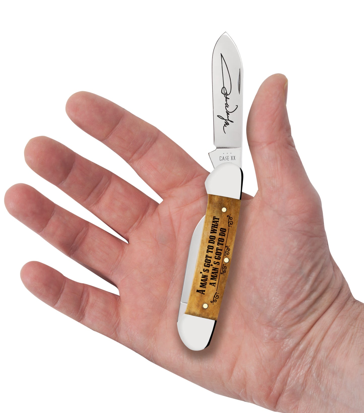 John Wayne Embellished Smooth Antique Bone Canoe in Hand