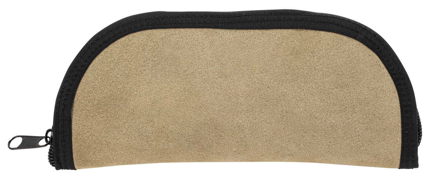 Back shot of Embellished Genuine Taupe Suede Leather Taco Pouch Medium