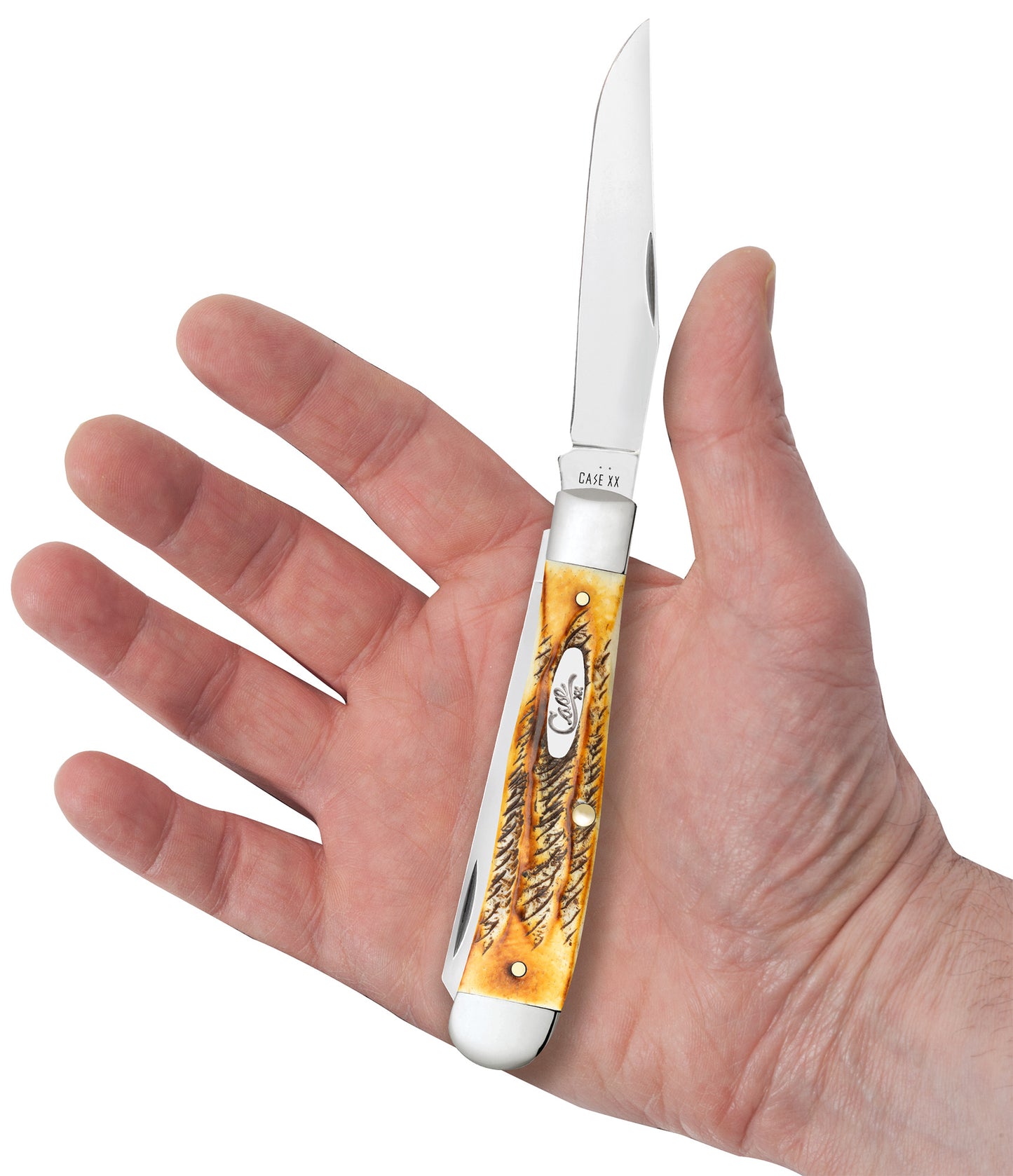 Case 6.5 BoneStag Trapper with Pocket Clip in hand.