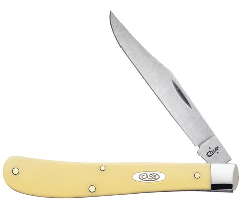 Yellow Synthetic Slimline Trapper Knife Front View