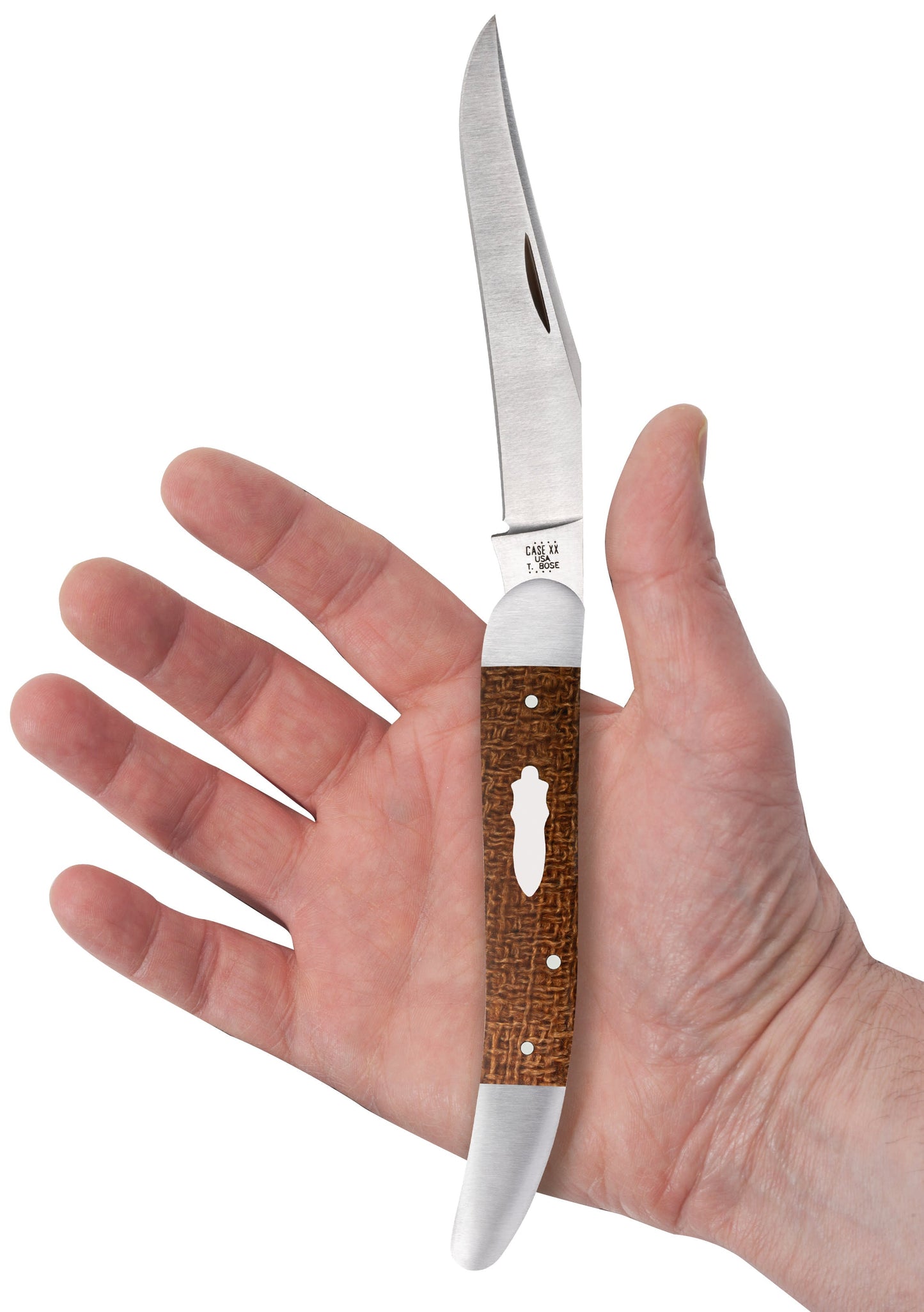 Smooth Natural Burlap Micarta® Old Dog in Hand