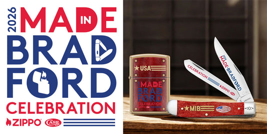 2026 Made In Bradford logo with lighter and knife products celebrating the event.