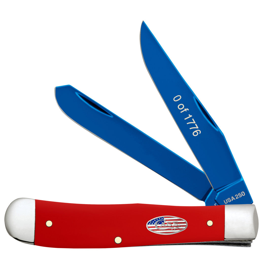 2026 USA 250 Gift Set - Smooth Red Synthetic Trapper in Cigar Box Front View