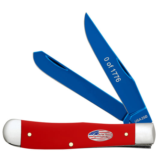 2026 USA 250 Gift Set - Smooth Red Synthetic Trapper in Cigar Box Front View