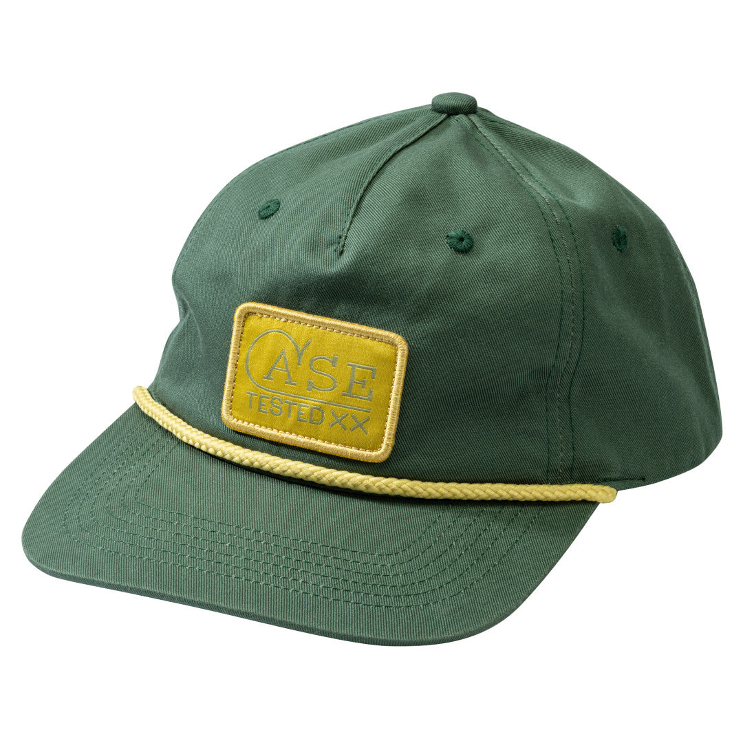Green 5 Panel Cap w/ Rope - Embroidered Patch Front View