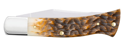 Amber Bone SS - Peach Seed Jigged Case Axe Handle® (BR61135 SS) Closed