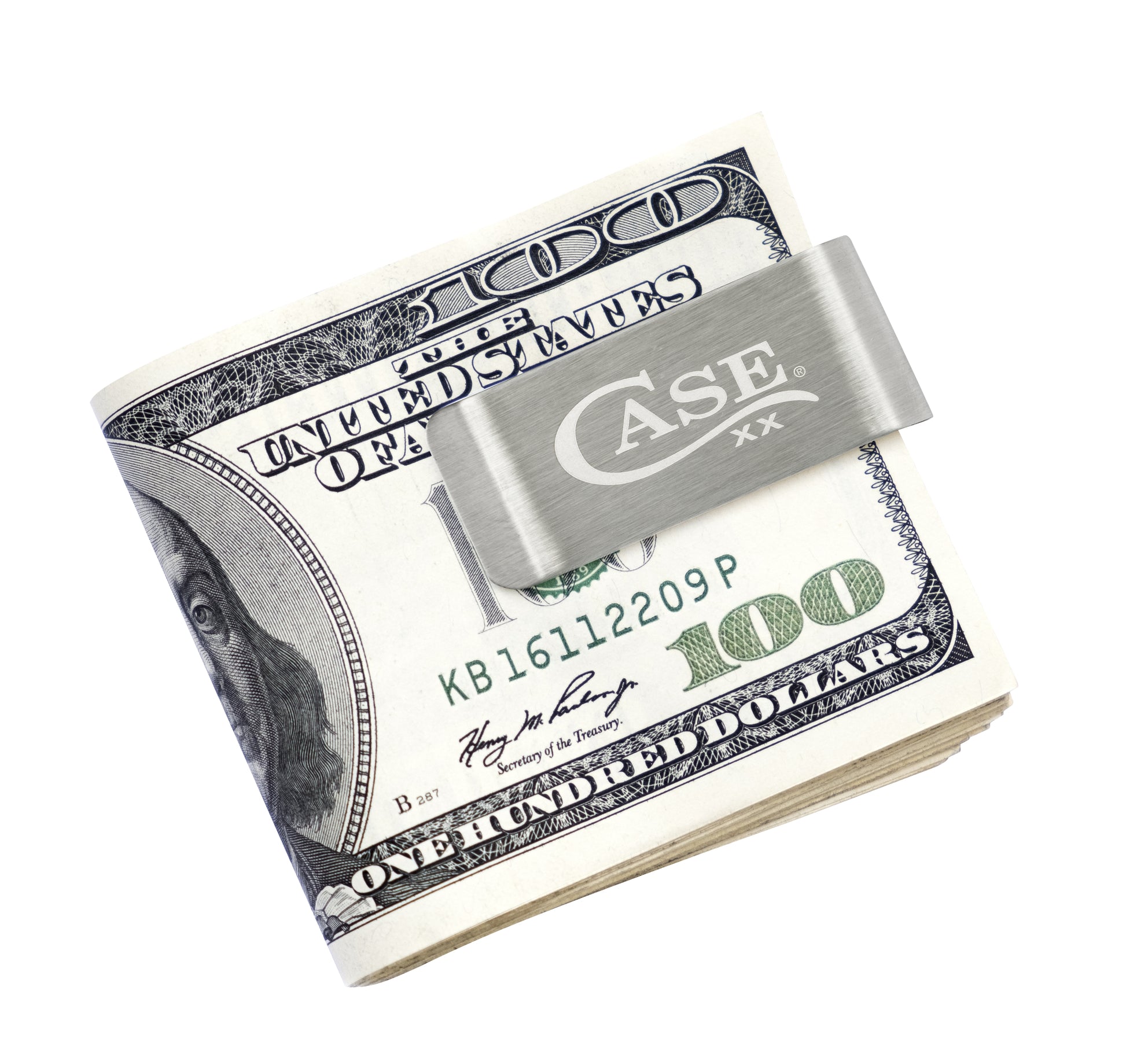 Stainless Steel Money Clip with money shown (not included)