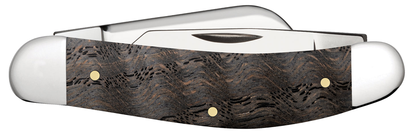 Smooth Black Curly Oak Wood Sowbelly Closed