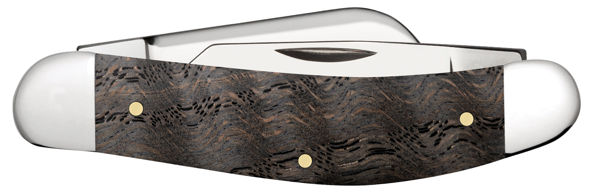 Smooth Black Curly Oak Wood Sowbelly Closed