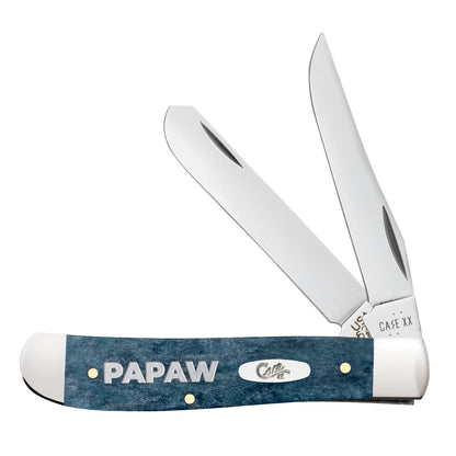 Papaw - Smooth Mediterranean Blue Bone Mini Trapper w/Tin Front View