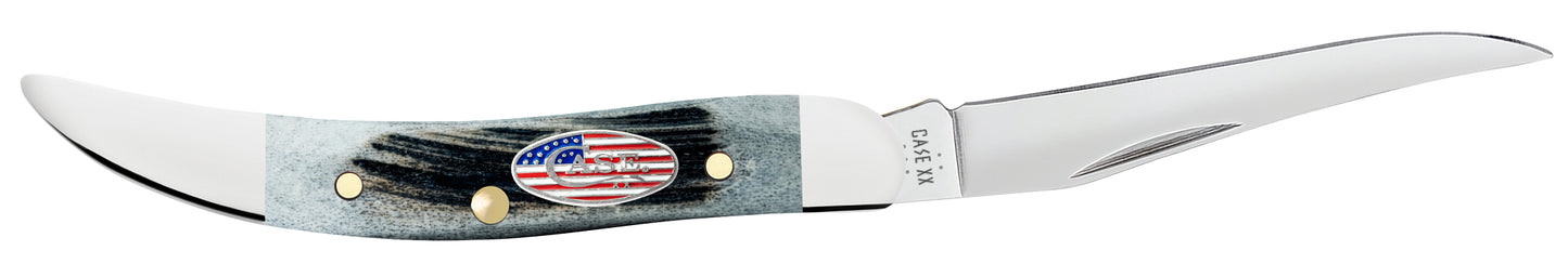 Sawcut Jigged Gray Bone Small Texas Toothpick Open