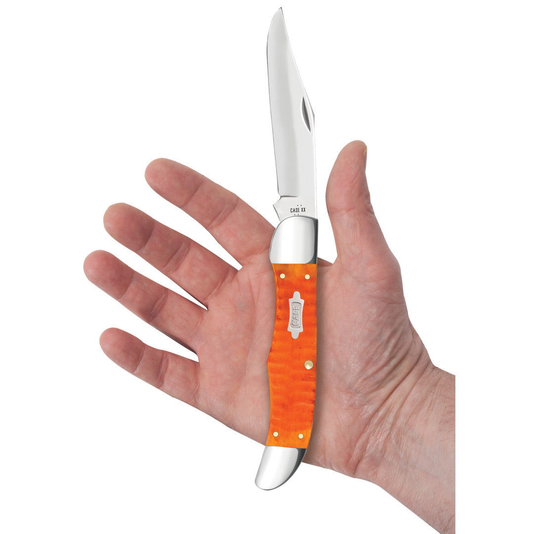 Gator Jig Persimmon Orange Bone CS Folding Hunter in Hand