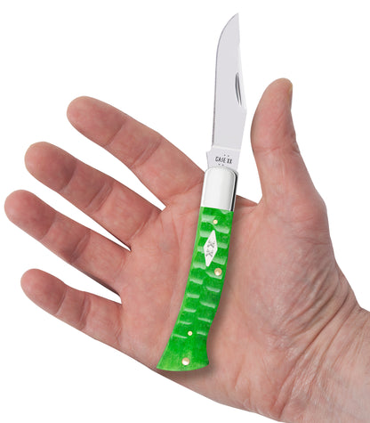 Gator Jigged Bright Green Bone Case Axe Handle in Hand