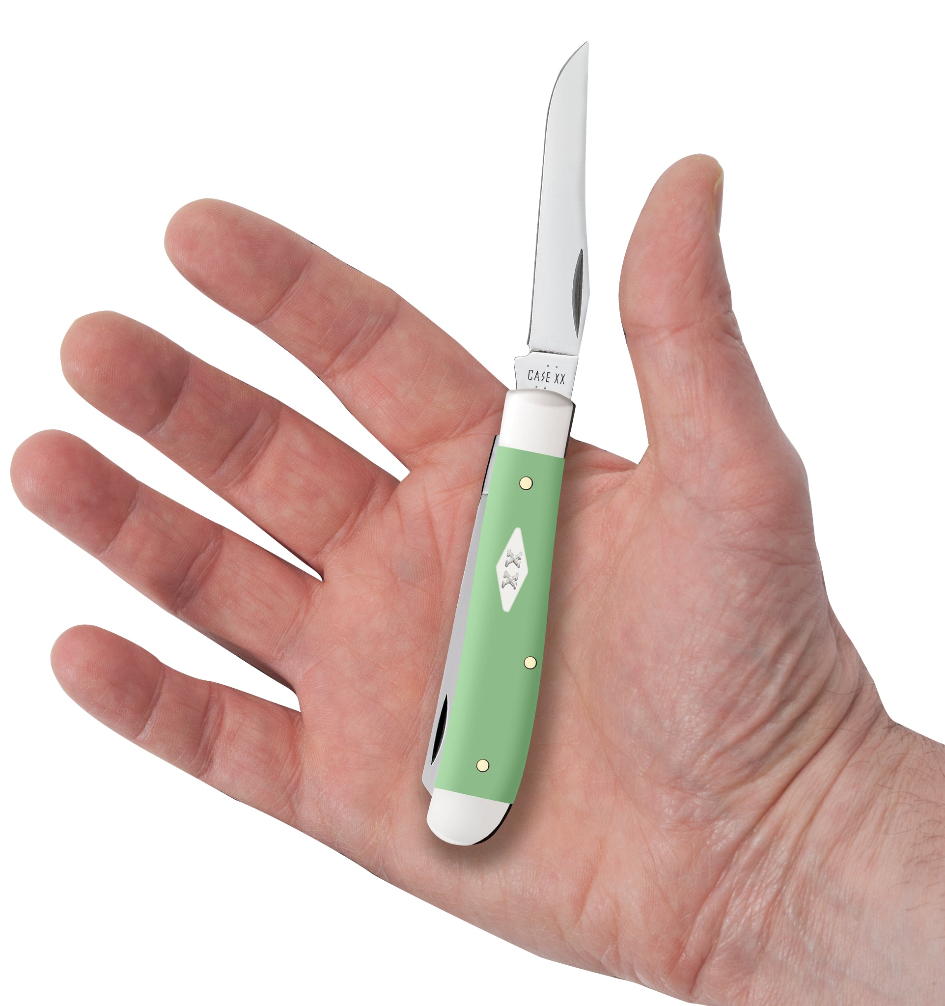 Smooth Mint Green Synthetic Mini Trapper In Hand