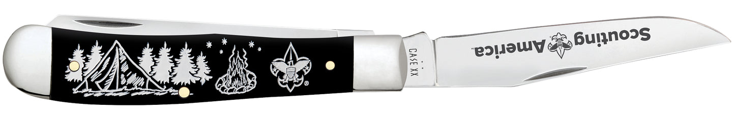 Scouting America Embellished Smooth Black Synthetic Trapper Open