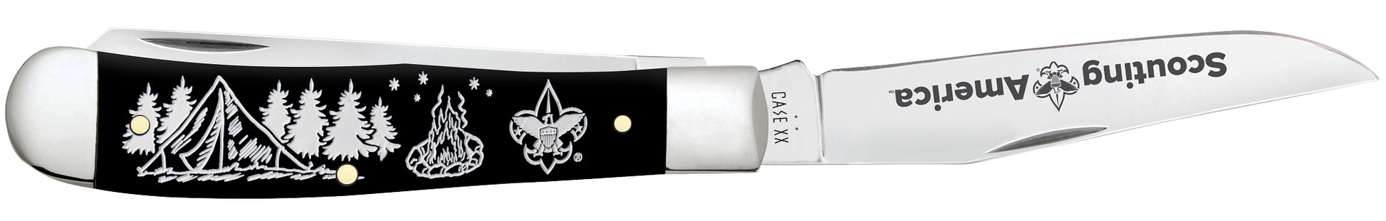 Scouting America Embellished Smooth Black Synthetic Trapper Open