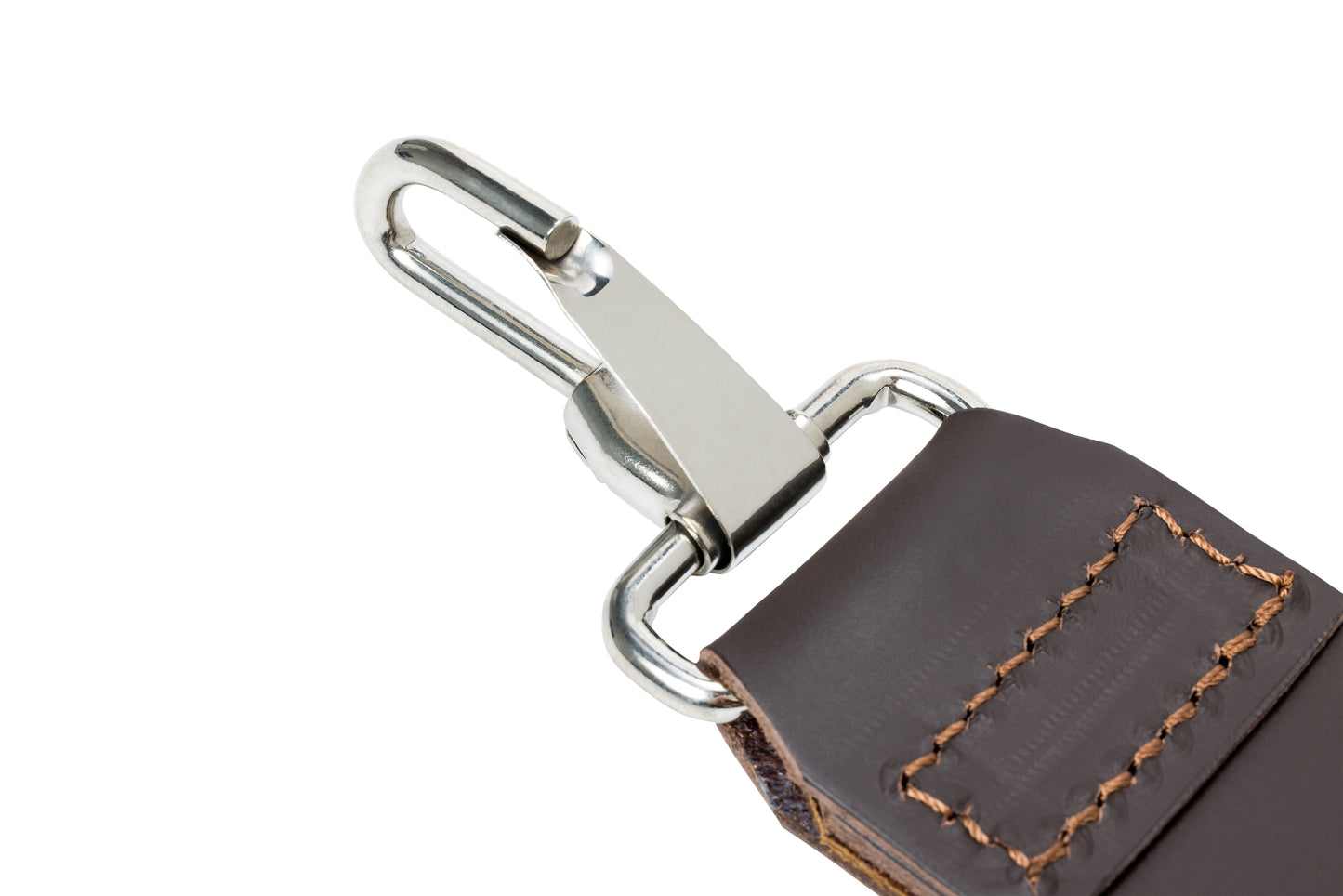 Close up ofLeather Strop showing the metal clasp