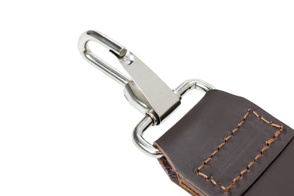 Close up ofLeather Strop showing the metal clasp