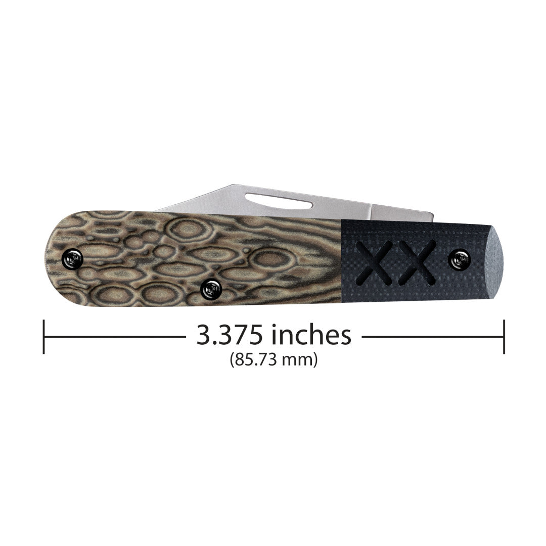 Crossroads™ Fossil Jig Luna Richlite® w/Black G-10 XR Barlow Dimensions