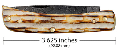 Deep Canyon Jigged Burnt Natural Bone Raindrop Damascus Sod Buster Jr Dimensions