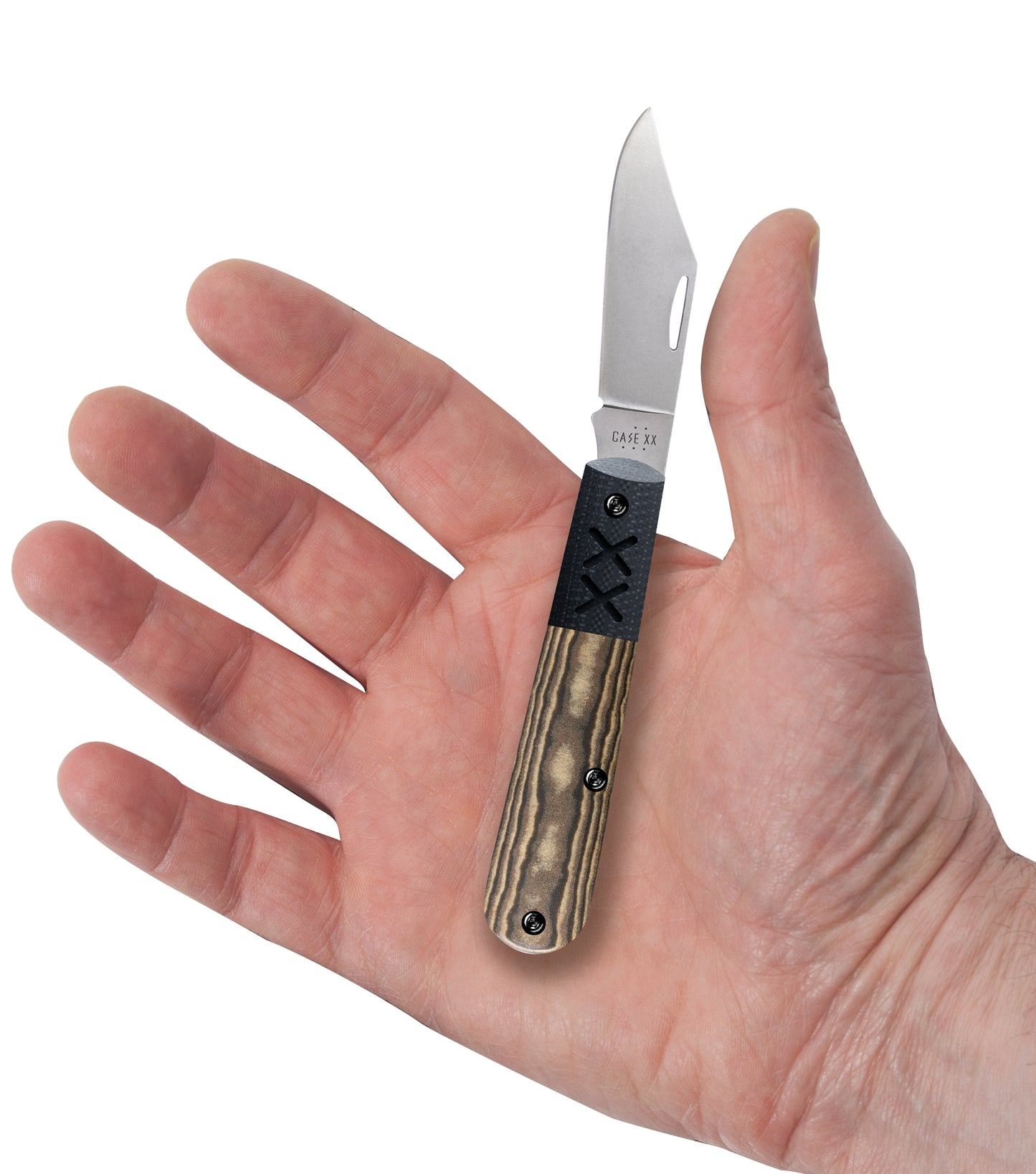 Crossroads Smooth Black & Tan Richlite® w/Black G-10 XR Barlow in Hand