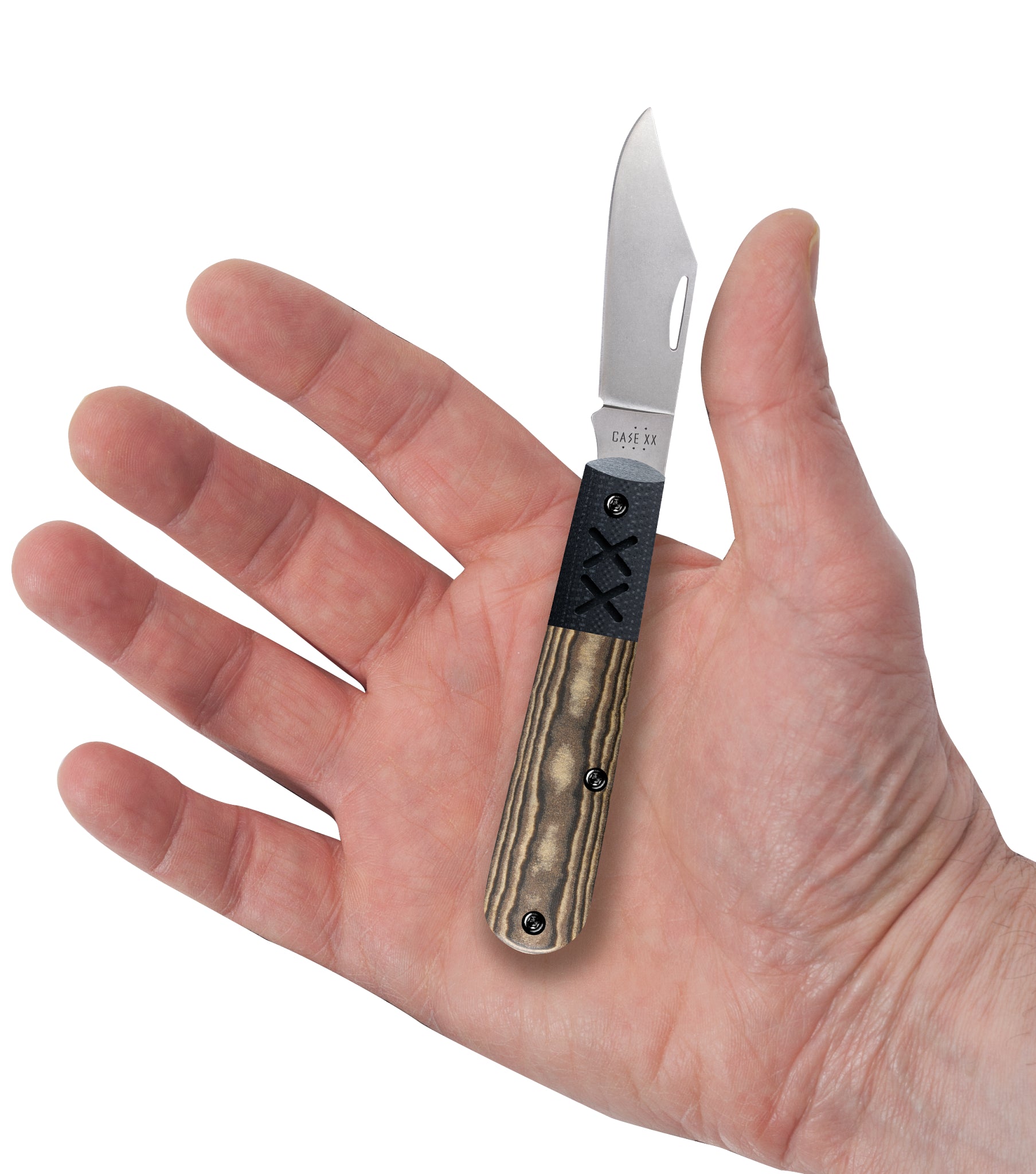 Crossroads Smooth Black & Tan Richlite® w/Black G-10 XR Barlow in Hand