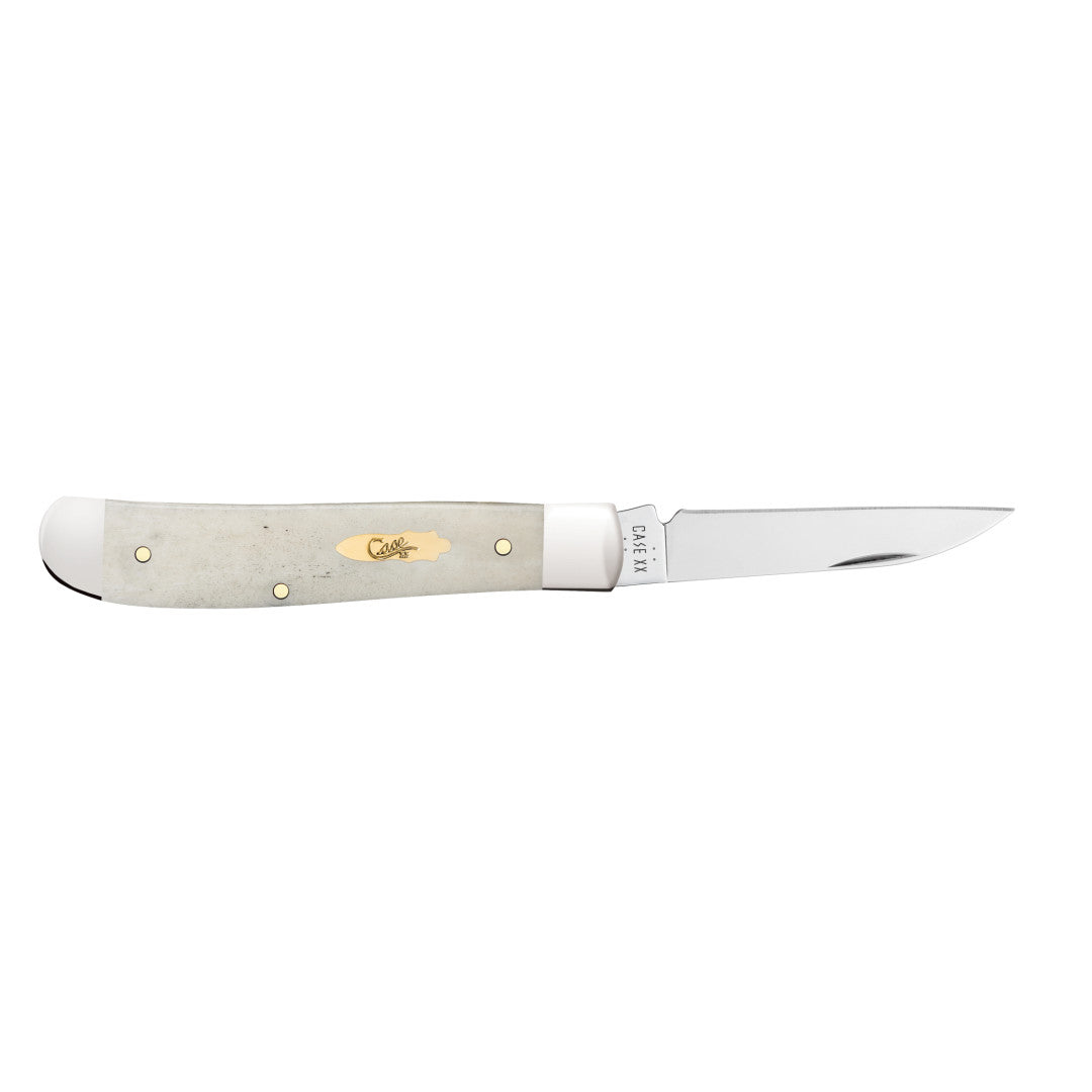 Smooth Natural Bone Mini Trapper - Brass Bomb Shield Open