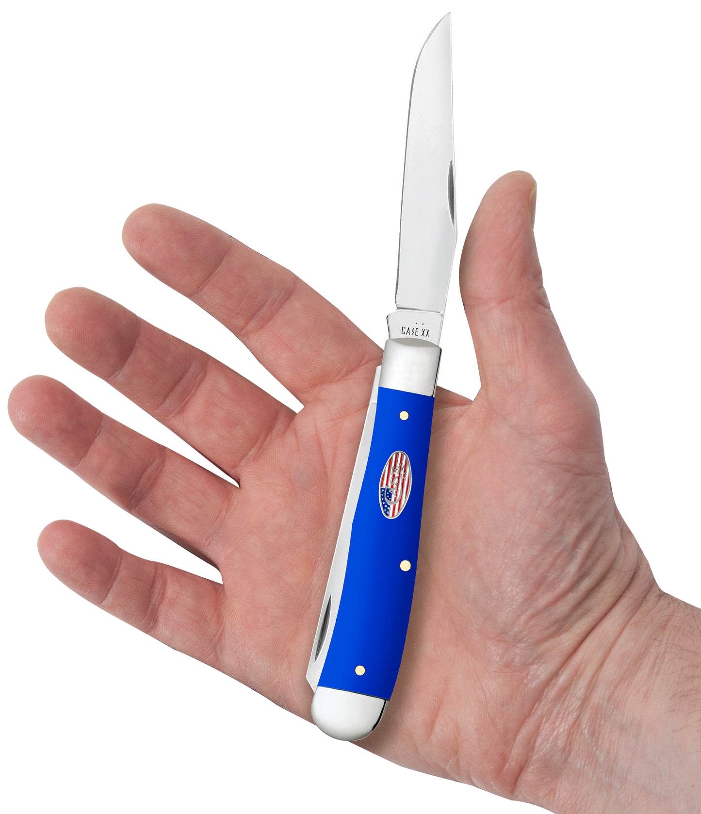 Royal Blue Synthetic Smooth Trapper in Hand