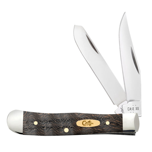 Smooth Black Curly Oak Wood Tiny Trapper Front View