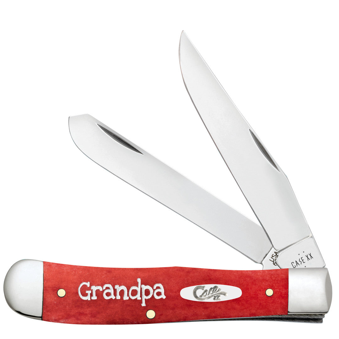 Grandpa - Smooth Dark Red Bone Trapper w/Tin Front View