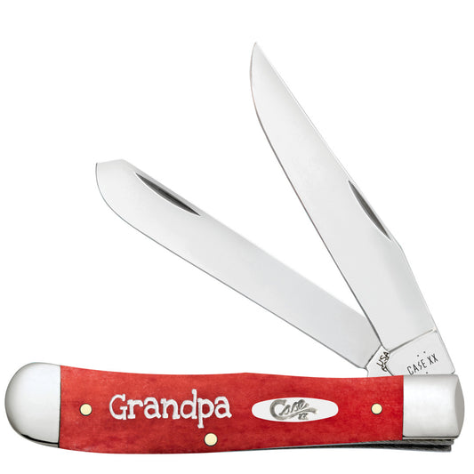 Grandpa - Smooth Dark Red Bone Trapper w/Tin Front View